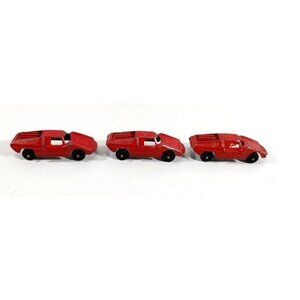 Vintage Tootsie Toy Diecast Metal Car Fiat Abarth Red 2.5" Lot of 3